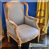 F09. Wingback chair with open “wings.” 44”h x 29”w x 30”d 